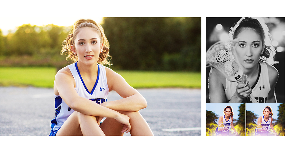 Culling Your Images creates impactful portraits to be featured in client albums such as this high school senior in her lacrosse jersey