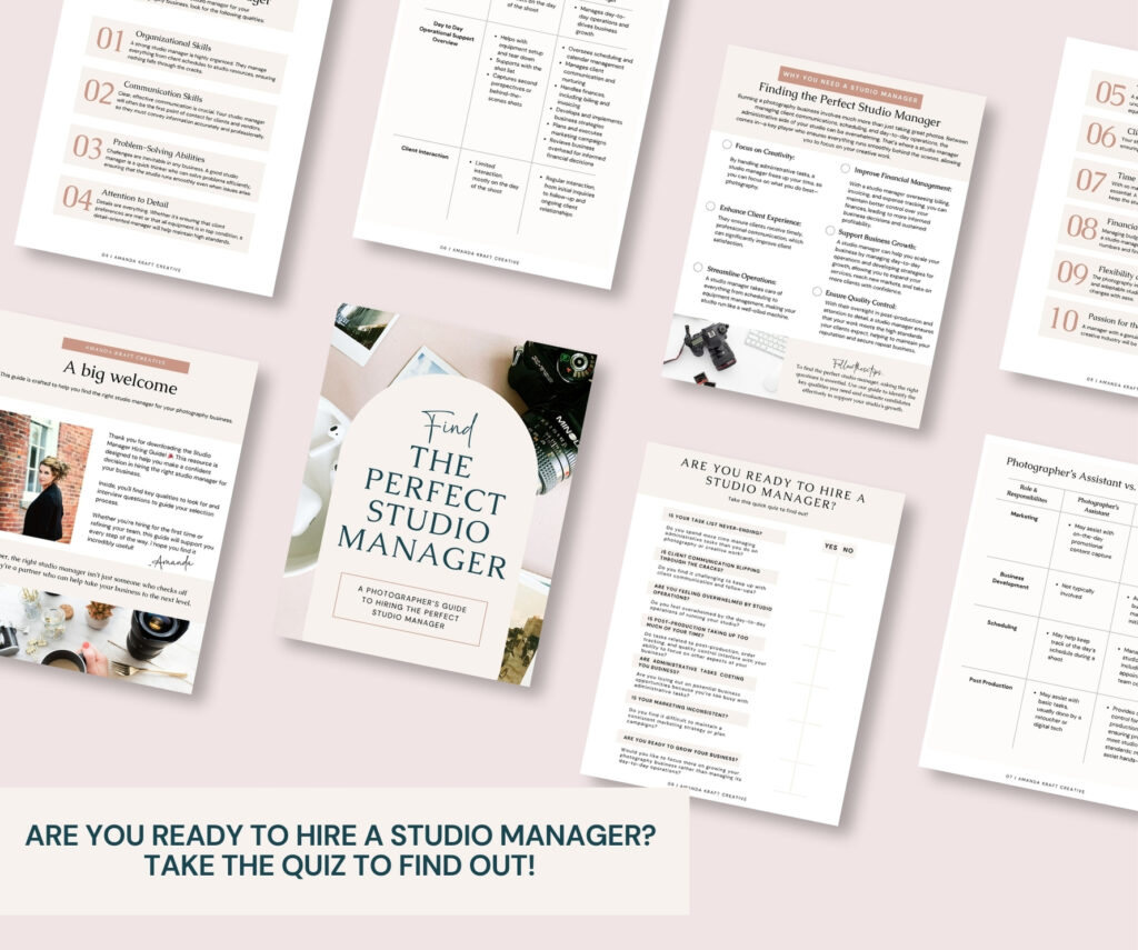 pages from the guide Find The Perfect Studio Manager for your photography business 