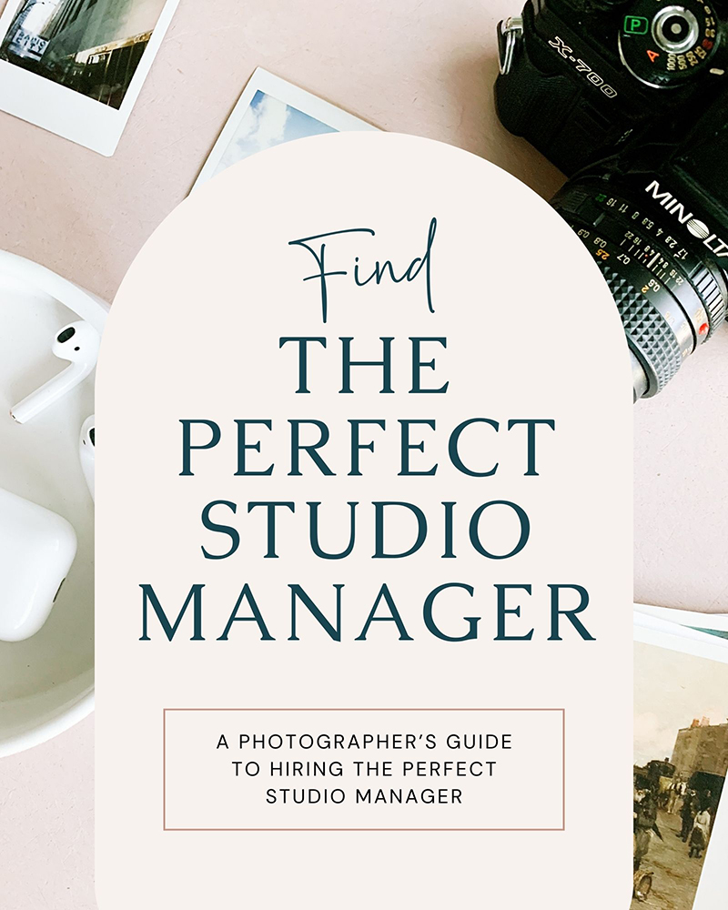 e-book cover of guide; Find the Perfect Studio Manager for Your Photography Business